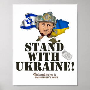 Ukraine Israel Flaggen Selenskyj Stand Mit Ukraine Poster