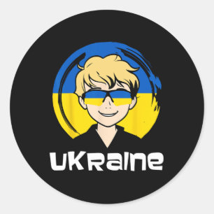 Ukraine Junge Runder Aufkleber