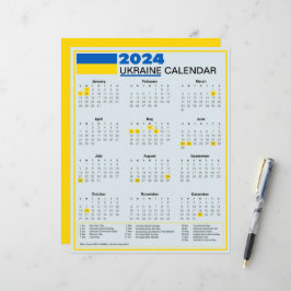 Ukraine-Kalender 2024 mit ukrainischen Feiertagen