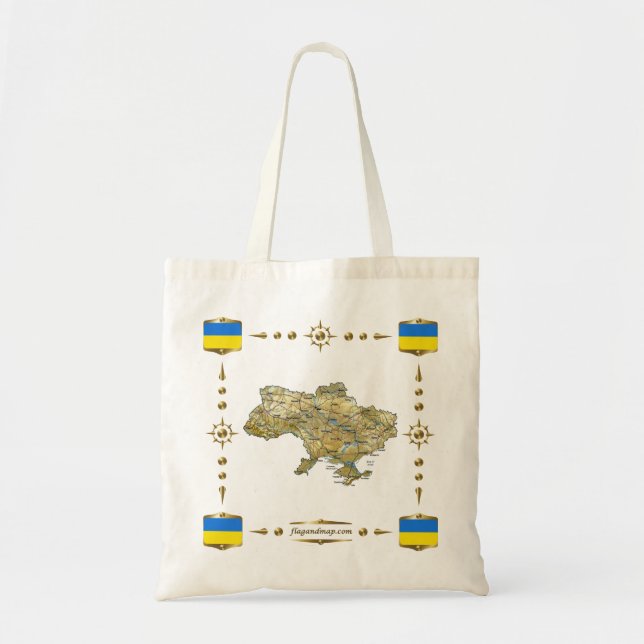 Ukraine-Karte + Flaggen-Tasche Tragetasche (Vorne)
