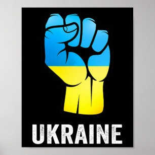 Ukraine-Karte mit Flaggenfarben Ukrainischer Stolz Poster