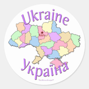 Ukraine-Karte Runder Aufkleber