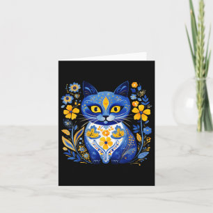 Ukraine-Katze Blumen Vintage Ukrainische Flagge Wy Karte