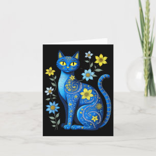 Ukraine-Katze Blumen Vintage Ukrainische Flagge Wy Karte