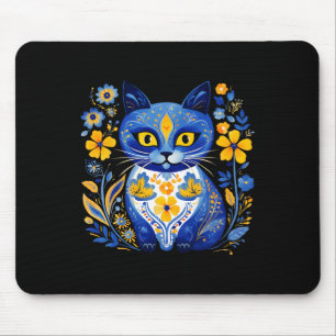 Ukraine-Katze Blumenvintage Ukrainische Flagge Wys Mousepad