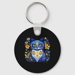 Ukraine-Katze Blumenvintage Ukrainische Flagge Wys Schlüsselanhänger