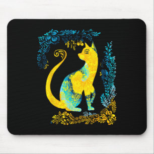 Ukraine Katze Cute Floral Vintage Tie Dye Ukrainis Mousepad