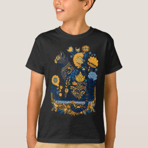 Ukraine Katze Cute Floral Vintage Ukrainische Flag T-Shirt