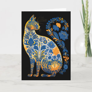 Ukraine-Katze Floral Retro Ukrainische Flagge Und Karte