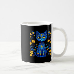 Ukraine-Katze Floral Ukrainische Flagge Vintage Vy Kaffeetasse