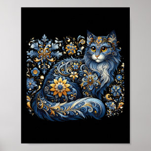 Ukraine Katze Floral Vintage Ukrainische Flagge Wy Poster