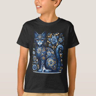 Ukraine Katze Floral Vintage Ukrainische Flagge Wy T-Shirt