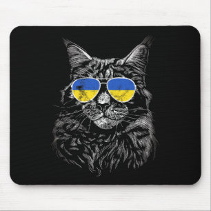 Ukraine Katze Slava Ukraine Sungles Flagge Für Män Mousepad