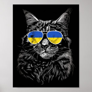 Ukraine Katze Slava Ukraine Sungles Flagge Für Män Poster