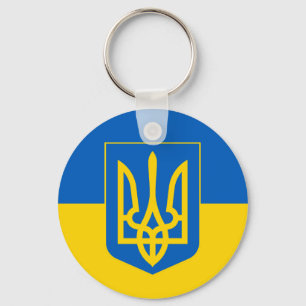 Ukraine-Konflikt mit Gelb- und Blauer Flagge Schlüsselanhänger