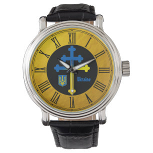 Ukraine Kreuzzeichen und Lorraine-Kreuz Armbanduhr