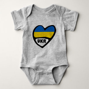 Ukraine Ländercode Flaggenherz, UKR Baby Strampler