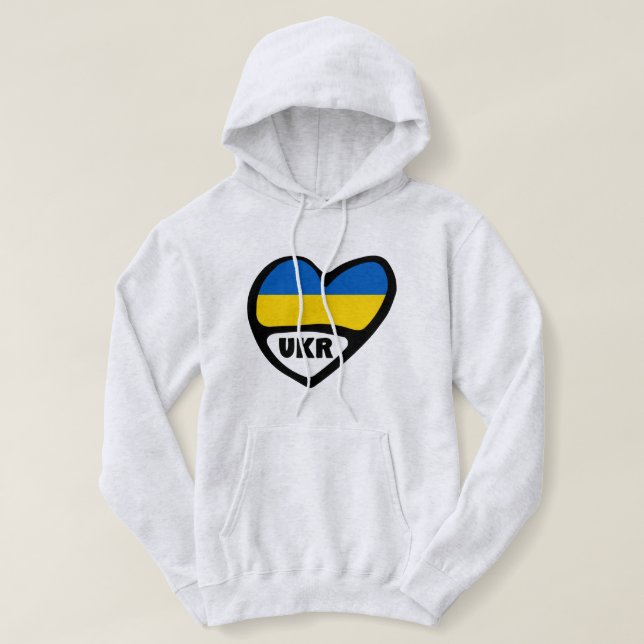 Ukraine Ländercode Flaggenherz, UKR Hoodie (Design vorne)