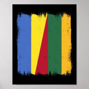Ukraine Litauen Halbe Flagge Ukrainisch Litauisch  Poster