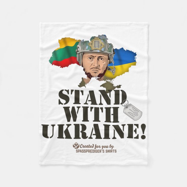 Ukraine Lithuania Flags Zelensky Stand With Ukrain Fleecedecke (Vorderseite)