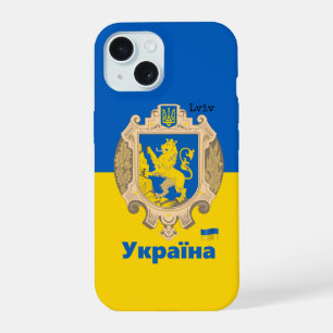 Ukraine & Lwiwer Gebiet - Wappen, ukrainische Flag iPhone 15 Hülle