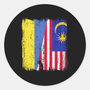 Ukraine Malaysia Halbflagge Ukrainischer Malaysisc Runder Aufkleber