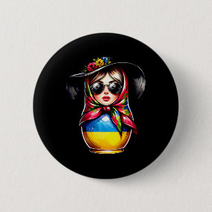 Ukraine Matroschka mit Sonnenbrille für Ukrainer M Button