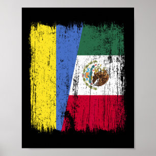 Ukraine Mexiko Halbe Flagge Ukrainisches Mexikanis Poster