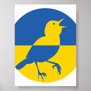 Ukraine Nachtigale ukrainische Nationaltierflagge Poster