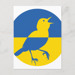 Ukraine Nachtigale ukrainische Nationaltierflagge Postkarte