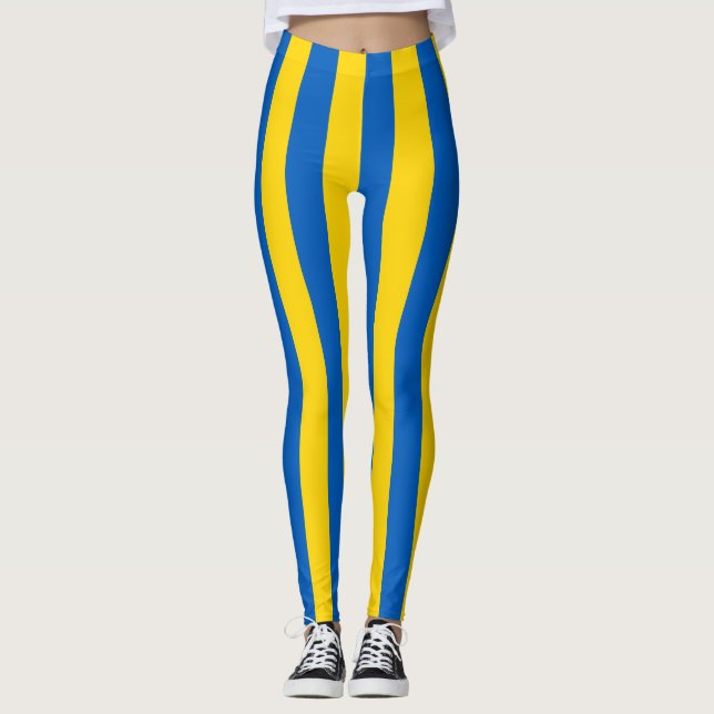 Ukraine Nationale Flaggenfarben Vertikal gestreift Leggings (Vorderseite)