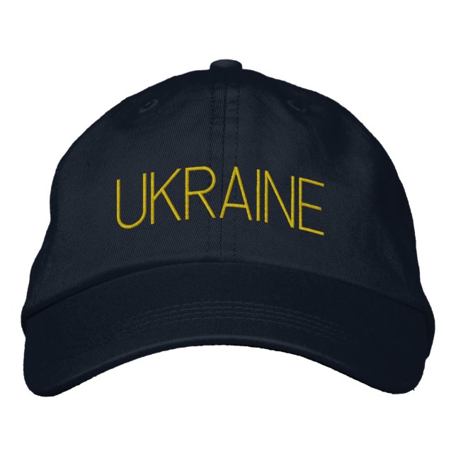 UKRAINE Navy Blue and Thinn Yellow Bestickte Baseballkappe (Vorderseite)
