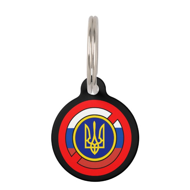 Ukraine - Nicht Russland-Button Haustiermarke (Vorderseite)