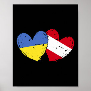 Ukraine Österreich Herz Flagge Ukrainisches Österr Poster