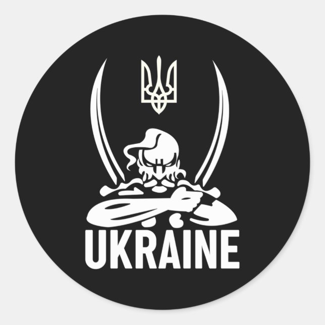 Ukraine Patriotic Singer Emblem Kozak Runder Aufkleber (Vorderseite)