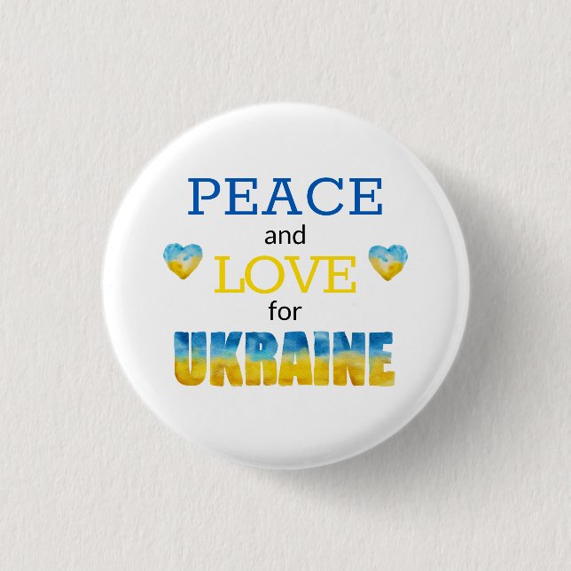 Ukraine Peace Liebe Blue Yellow Heart Button (Vorderseite)