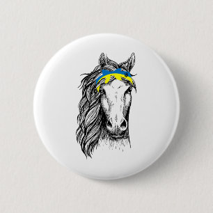 Ukraine Pferd Bogen Ukraine-Flagge Ich stehe mit d Button