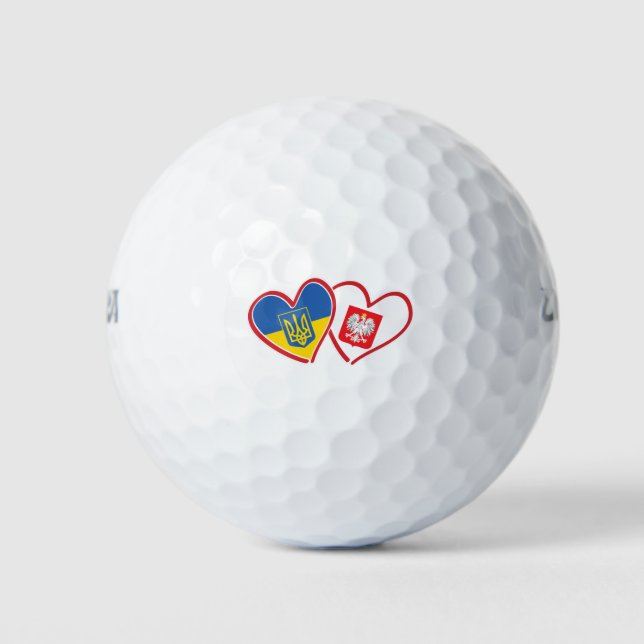 Ukraine-Polen-Adlerflagge Golfball (Vorderseite)