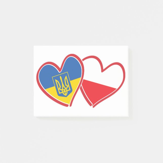 Ukraine-Polen-Flagge Post-it Klebezettel (Vorderseite)