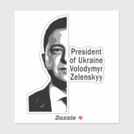 Ukraine Präsident Zelenskyy Half Portrait B&W Art Aufkleber