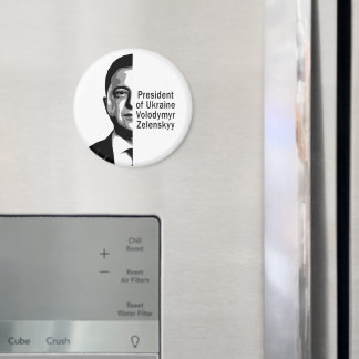 Ukraine Präsident Zelenskyy Half Portrait B&W Art Magnet