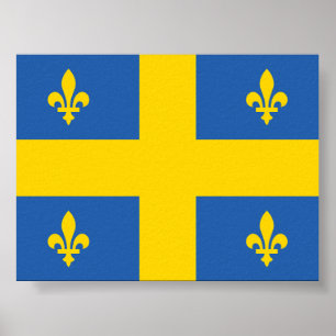 Ukraine - Quebec Quebecois Flag Poster