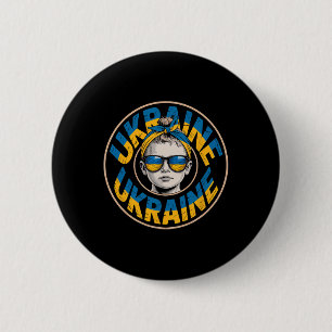 Ukraine Retro-Stil Frau Grafik Kultureller Stolz A Button