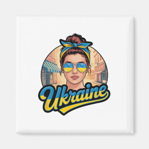 Ukraine Retro-Stil Frau Grafik Kultureller Stolz A Magnet