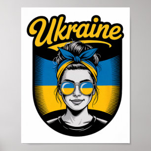 Ukraine Retro-Stil Frau Grafik Kultureller Stolz A Poster