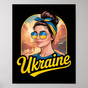 Ukraine Retro-Stil Frau Grafik Kultureller Stolz A Poster