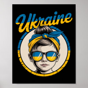 Ukraine Retro-Stil Frau Grafik Kultureller Stolz A Poster