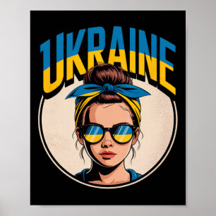 Ukraine Retro-Stil Frau Grafik Kultureller Stolz A Poster