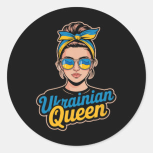 Ukraine Retro-Stil Frau Grafik Kultureller Stolz A Runder Aufkleber