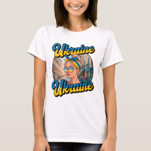 Ukraine Retro-Stil Frau Grafik Kultureller Stolz A T-Shirt